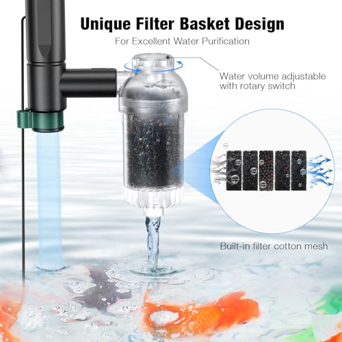 AKKEE Aquarium Vacuum Gravel Cleaner, 36W Electric Fish Tank Cleaner Vacuum, 8 in 1 Multifunctional Aquarium Cleaner for Automatic Water Change, Wash Sand, Water Circulation and Timed Off，Green
