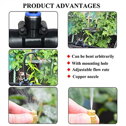 50FT Drip Irrigation Kit, Automatic Garden Watering System with Tool-Free Quick Connectors, 360° Bending Drippers & Copper Misting Nozzles for Greenhouse, Patio, Lawn & Vegetable Garden. (15M) - size: 15M
