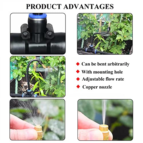 100FT Drip Irrigation Kit, Automatic Garden Watering System with Tool-Free Quick Connectors, 360° Bending Drippers & Copper Misting Nozzles for Greenhouse, Patio, Lawn & Vegetable Garden. (30M) - size: 30M