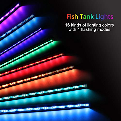 MQ 8 in Submersible LED Aquarium Light, 1.2W Color Changing Fish Tank Light with Remote Control, IP68 Crystal Glass 9 LEDs Lights Bar, for Fish Tank 10-15 inch - size: 9LED-Length 8"