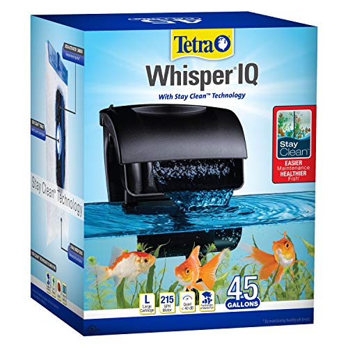 Tetra Whisper IQ 215 GPH Power Filter for Aquariums | For Fish Tanks Up To 45 Gallons, Whisper Quiet, Freshwater Or Marine Fish, Stay Clean Technology For Healthy pH Levels - size: 45-Gallon