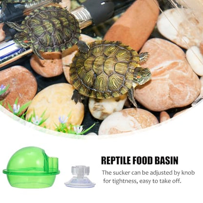 TEHAUX Escape Proof Reptile Food Bowl with Suction Cup, 2pcs Worm Container and Gecko Feeder for Crawling Pets and Terrarium Feeding