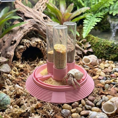 4-in-1 Hermit Crab Feeding Station - Integrated Nutrition and Hydration Center，3D-Printed Tank Accessories Made from Safe Materials, Suitable for Hermit Crabs and Small Reptiles. - color: Pink