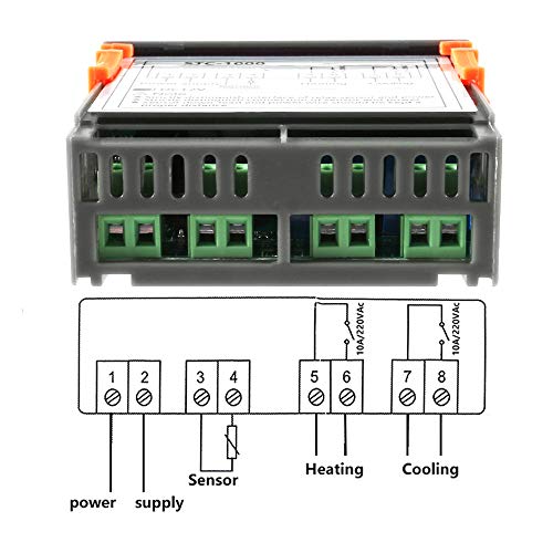 Dorhea STC-1000 10A DC 12V Digital LED Temperature Controller Cooling Heating Centigrade Thermostat 2 Relays LED Output with NTC Sensor Probe(12V) - color: 12V