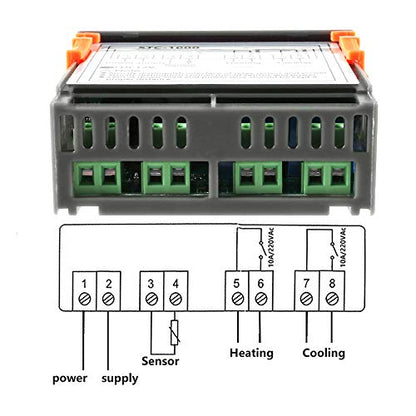 Dorhea STC-1000 10A DC 12V Digital LED Temperature Controller Cooling Heating Centigrade Thermostat 2 Relays LED Output with NTC Sensor Probe(12V) - color: 12V