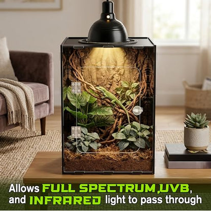 Reptile Tank Enclosure, Reptile Terrarium Acrylic Front Opening with Metal Translucent Mesh Top for Crested Gecko Lizards, Snakes, Chameleon (10Gallon) - color: 10Gallon