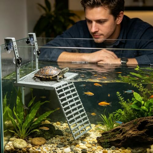 Turtle Dock | Turtle Basking Plàtform Clip On Elevated Feeding Tray | Gallon Tank Floating Turtle Dock for Indoor Outdoor Aquarium Terrarium Habitat Cage Reptile Tortoise Snake Frog