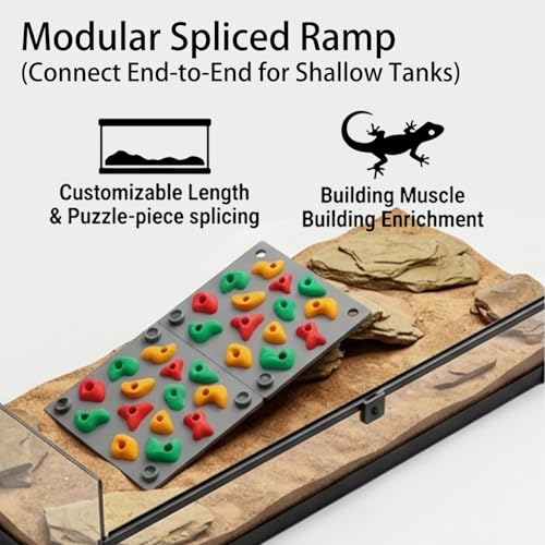 TIMSO Modular Reptile Climbing Wall & Hideout | Splicable Rock Board, Habitat Enrichment Decor, For Bearded Dragon, Leopard Geckos, Lizards, Snakes, Chameleons & Tree Frogs