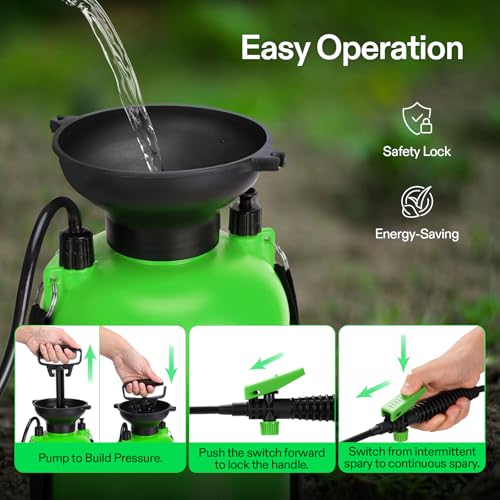 VIVOSUN 2-Gallon Pump Pressure Sprayer | Lawn & Garden Water Sprayer with Adjustable Shoulder Strap, for Spraying Plants, Garden Watering and Household Cleaning - color: Green, size: 2.1 Gallons