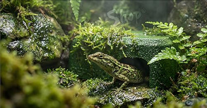 Rock Textured Reptile Hideout Shelter for Easy Shedding, PLA Material, Smooth Interior, Ventilated Hide for Gecko, Snake, Stream Moss Green - color: Stream Moss Green