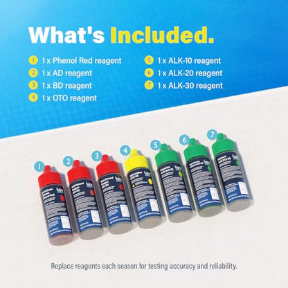 Lupo 6-in-1 Pool Test Kit Replacement Reagents | Pool Testing Kit Refill Reagents for Testing Total Chlorine, Total Bromine, pH, Base Demand, Acid Demand & Total Alkalinity | Refill Reagents ONLY - size: 6-in-1 Refill Reagents