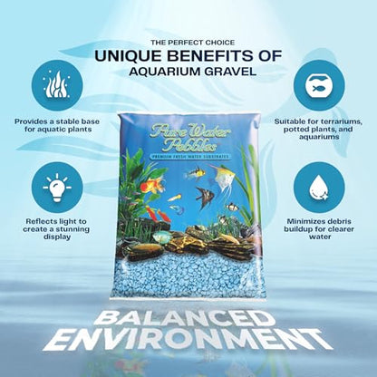 Heavenly Blue Aquarium Gravel - 5 lbs - Non-Toxic, Colorfast, Vibrant Substrate for Aquariums, Terrariums, Ponds & Crafts