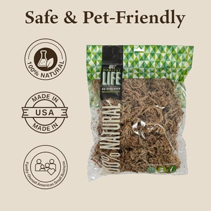 Sphagnum Moss for Terrarium Habitats, Medium 1-Pack | Preserved Moss for Reptiles, Amphibians & Invertebrates Terrariums, Humidity Control, Soft, Dye-Free, Family Owned, USA Made - size: Medium 1-pack, style: Sphagnum Moss