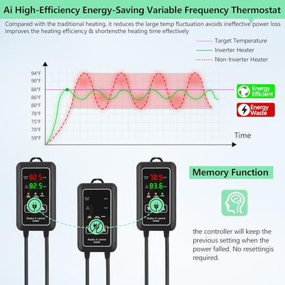 Aquarium Heater 300W/1000W, Submersible Fish Tank Heater with Digital LED Controller and Intelligent Leaving Water Automatically Stop Heating System, for Freshwater and Saltwater - size: 300W for 30-80 Gallon