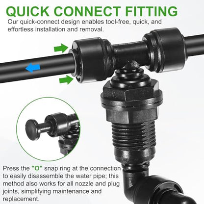 M METERXITY 2-Pack Reptile Mister Nozzles, 0.6mm Pore Stainless Steel 1/4" Reptile Misting Spray Nozzle with Filter Plug for Terrarium/Vivarium, 360 Degree Adjustable Nozzle [Black]