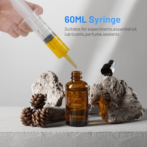 60ml Plastic Syringe with Cap, Large Syringes without Needle for Liquid, Scientific Labs, Measurement, Pet Feeding ,Ink Refilling ,Oil or Glue Applicator, Individually Wrapped (30 Pack) - style: 60ml