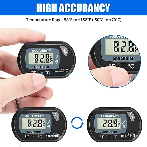 AQUANEAT Aquarium Thermometer, Fish Tank Thermometer, Digital Temperature Test, with Large LCD Display (3 Packs) - size: 3 Packs