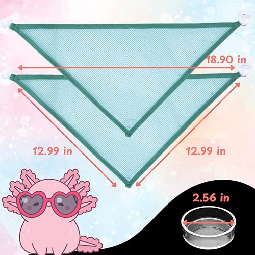 Axolotl Hammock for Aquarium with Fish Feeder, Axolotl Hammock for Aquarium with Food Bowl Tray Feeder, Breathable Mesh Reptile Hammocks Lounger Ladder, Bearded Dragon Tank Accessories (Green, M)