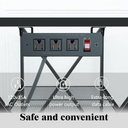 55-75 Gallon Fish Tank Stand, 49.2 x 19.7x 31.5 Inch | Industrial Aquarium Stand with Power Outlet and Switch, Turtle Tank, Reptile Terrariums and Breeder Tank Stand, Black - color: Black