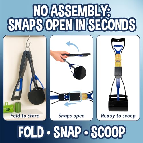 Bodhi Dog Complete Poo Pack- 24" Pooper Scooper, Poop Bags, & Waste Bag Holder, Ideal for Small to XL Pets - Durable, Easy-to-Use, Great for Grass, Gravel, & Outdoor Cleanups (Blue) - color: Blue