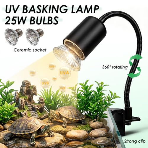 Turtle Tank Starter Kit,All-in-One Aquatic Turtle Aquarium Habitat | Baby Tortoise Enclosure Complete Kit with Basking Platform, UVB Lamp, Filter, Plants, Rocks, Climbing Ramp and Hideout