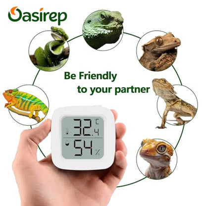 4-Pack Reptile Thermometer and Hygrometer – Digital LCD Temp & Humidity Meter for Bearded Dragon, Snake, Lizard Tanks, Incubation Boxes, Plant Terrariums & Indoor Use - size: KD30M-White-4PCS