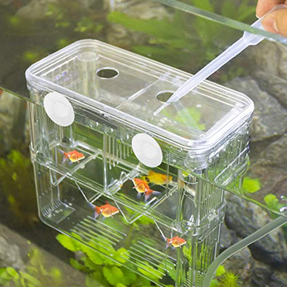 Aquarium Fish Breeder Box Plastic Fish Isolation Breeding Box Hatching Incubator for Baby Shrimp Clownfish Guppy - size: Large