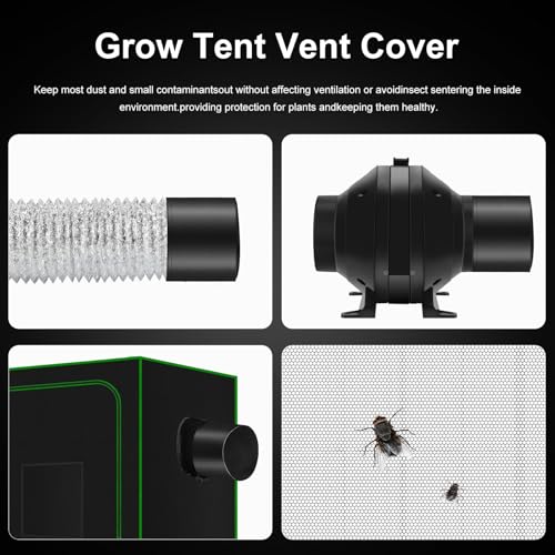 Air Filtration Kit, 4" 190 CFM Inline Duct Fan with E12 Speed Controller, 6.6 Ft Ducting & Rubber Coupler, Ventilation Exhaust Fan for Cooling Booster, Grow Tents, Hydroponics - size: 4"+Ducting1