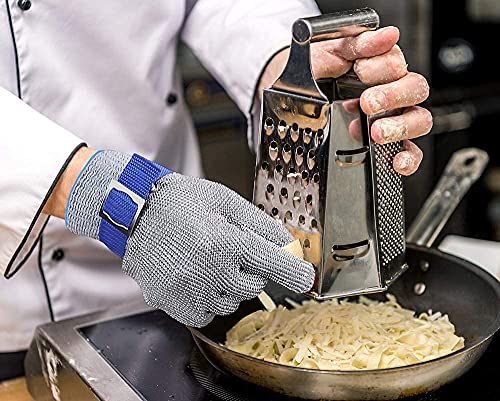 Schwer ANSI A9 Cut Resistant Glove, Food Grade Stainless Steel wire Mesh Metal Gloves, Knife Cutting Gloves for kitchen Mandoline Slicing Butcher Meat Cutting Oyster Shucking Fish Fillet（M, 1 PCS） - size: Medium (Pack of 1), style: 2.0 Steel Wire+hppe