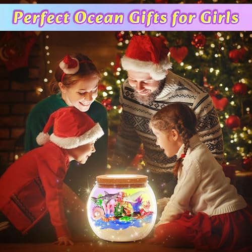 Hannstar Ocean Light Up Terrarium Kit for Kids - Sea Animal Toys with LED Night Light Ocean Animal Birthday Gift for Boys & Girls Ages 4 5 6 7 8-12, Kids Arts & Crafts Kit Easter Ideal Gifts - color: Ocean