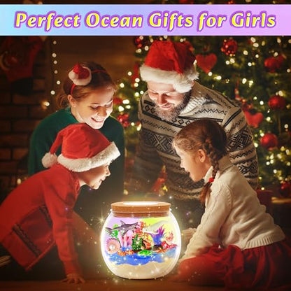 Hannstar Ocean Light Up Terrarium Kit for Kids - Sea Animal Toys with LED Night Light Ocean Animal Birthday Gift for Boys & Girls Ages 4 5 6 7 8-12, Kids Arts & Crafts Kit Easter Ideal Gifts - color: Ocean