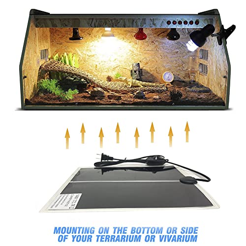 Reptile Heating Mat, 2PCS Reptile Heating Pad with Temperature Adjustment for Reptiles Tortoise Snakes Lizard Gecko Hermit Crab Amphibians - Removable Terrarium Heat Mats(14W, 11x11 inches) - size: 2PCS,14W