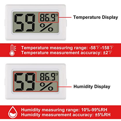 2-Pack Mini Digital Hygrometer Thermometer Gauge with Probe LCD Display Temperature Fahrenheit Humidity Meter for Incubator, Reptile Plant Terrarium, Humidor, Guitar Case, Greenhouse - color: 2PCS White