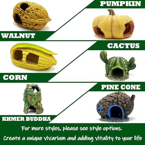 Bearded Dragon Reptile Hide Leopard Gecko Caves Pine Cone Lizard Hideout Tank Accessories Snake Décor Amphibian Habitat Tortoise Decoration - style: PINE CONE