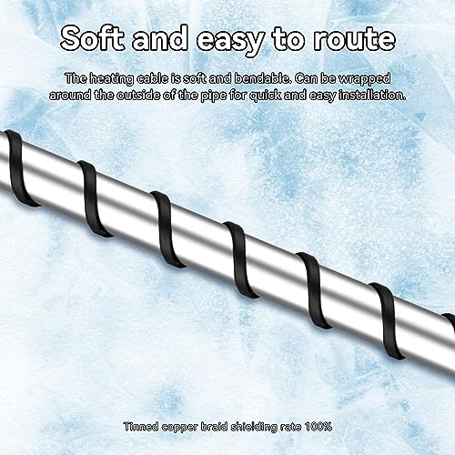 Pipe Heating Cable Thermostat 100-120V Anti-Freeze Kit 11.8ft | Self-regulating, energy-saving, plug-in design, for outdoor water pipes, easy installation, durable - style: 11.8ft