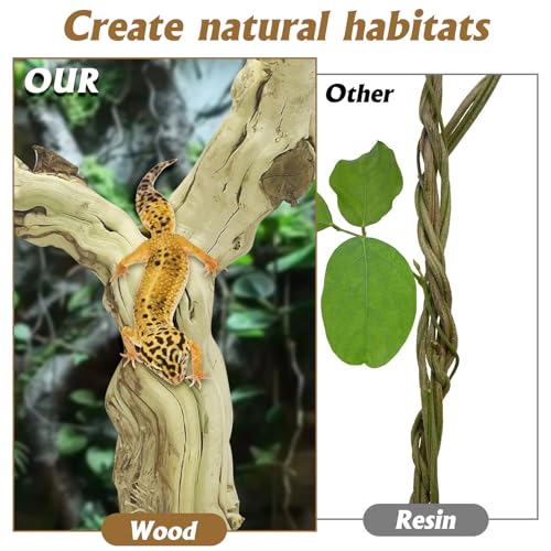 VCEPJH Large Snake Climbing Branch Decor 15.5 in Natural Reptile Wood Cork Log Bearded Dragon Tank Accessories Tree Trunk for Chameleon Gecko Ball Python Frog - size: Panlong Wood (XL:15"-17.7"-1pcs)