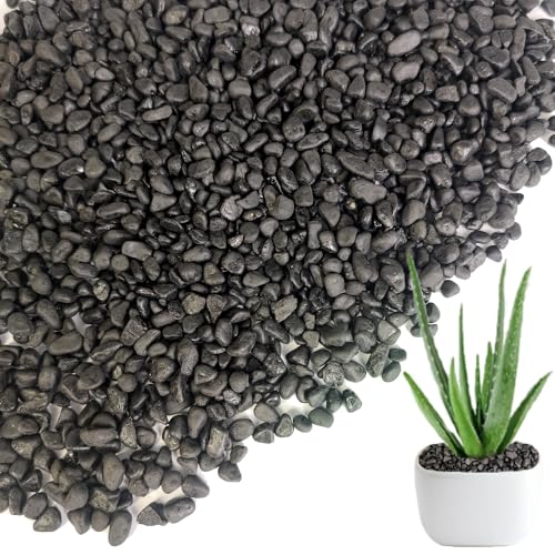 HappyFiller 0.88 LB Black Gravels Small Stones Succulent Mini Rocks | Planter Soil Cover Pebbles,Fairy Garden,Terrarium,Lucky Bamboo,Cactus Topper Dressing Decor,Aquarium Fish Tank Bottom Granule - color: Black