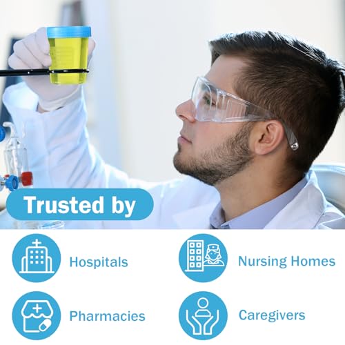 Geiserailie 200 Pcs Disposable Specimen Cup Urine Pee Cups for Testing 4oz Specimen Container with Leak Proof Screw on Lids for Safe Urinalysis Pee Stool Sample Collection Analysis (Blue) - color: Blue