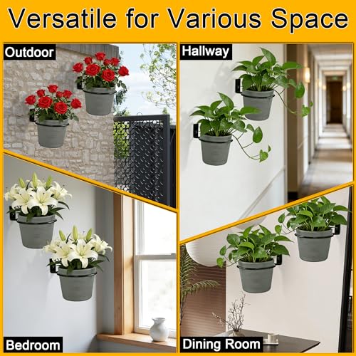 6 Pack 8 Inch Plant Pot Holder Ring,Metal Plant Holder Brackets Rings with 12 Screws & 12 Bolts, Potted Planter Brackets for Wall Indoor Outdoor Garden, Patio - size: 8 Inch