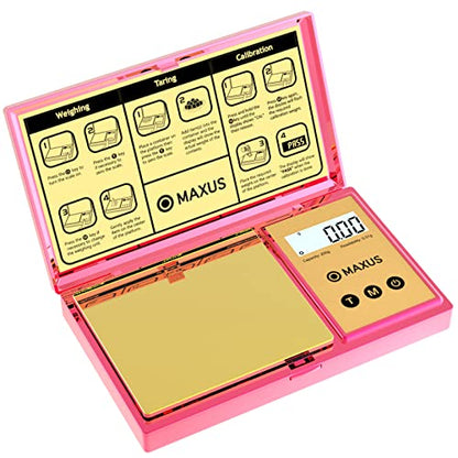 Digital Gram Scale with 200g x 0.01g Capacity | Stylish Pink Plated Shining Cover and Platform, Mini Pocket Scale for Food and Jewelry - color: Pink