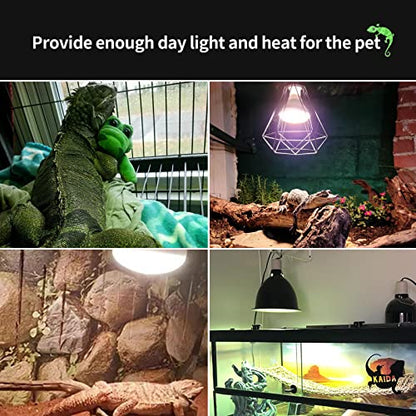 2 Pack 75W Reptile UVA Basking Spot Bulbs | Infrared Heat Emitter, White Glass Glow, Simulate Natural Sunlight, E26 Base, Bearded Dragon, Amphibians, Lizard, Tortoise