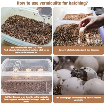 MAQIHAN 14OZ Vermiculite for Reptiles - Terrarium Substrate Bedding | Vermiculite Reptile Egg Incubation Soil for Bearded Dragon, Gecko, Hermit Crab, Snake, Tortoise, Turtle, Plants & Terrarium