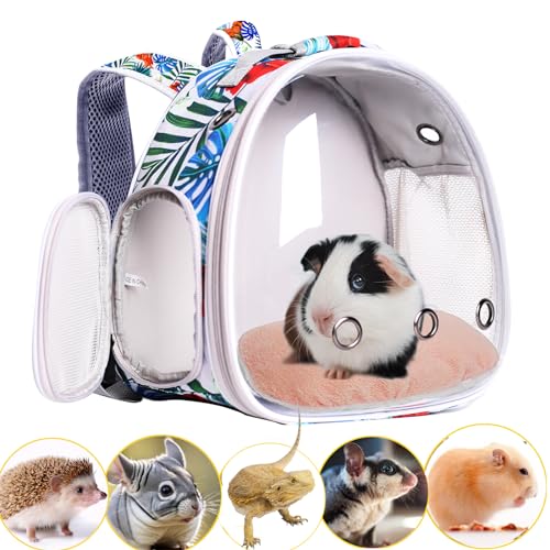 Hamster Backpack Carrier,Bearded Dragon Carrier Backpack for Kids with Clear Bubble Window,Small Animal Travel Backpack for Guinea pig Hedgehog Rat,Sugar Glider Airline Approved (Multicolor, Backpack) - color: Multicolor