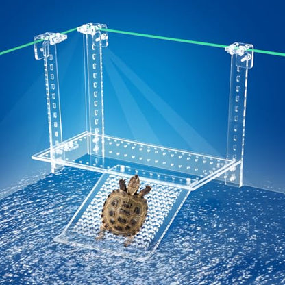 Turtle Docks Large Adjustable Turtle Basking Platform for Aquatic Turtles, Slip-Resistant Ramp, Stable Structure, Fits 0.3"-2" Thick Tanks, Adjustable Ramp Angle(13'' x 6.9'')