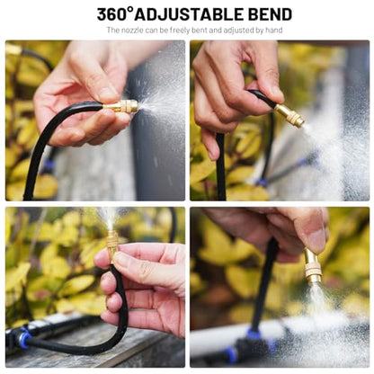 Thiswing 360° Adjustable Drip Irrigation System with 5 Nozzles | 20 FT Automatic Watering System, Raised Bed Sprinkler, Misters for Garden, Yard, Lawn and Outdoor Plants, 5/16" Tubing - size: 20FT