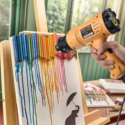 SEEKONE 1800W Heat Gun Variable Temp 122℉-1202℉ for Crafts, Shrink Wrap | Fast Heating 122℉-1202℉, Dual Airflow, Overheat Protection, 4 Nozzles for Shrink Tubing, Paint Removal and 3D Printing