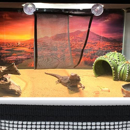 DQITJ 2 Pcs Reptile Hammock Chameleon with Suction Cup Snake Accessories Geckos Swing Climbing Net (Black and Green)