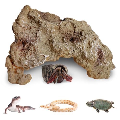 Hamiledyi Reptile Simulation Rock Cave Hideouts Reptile Hide Resin Leopard Gecko Hide Bearded Dragon Hideout Terrarium Decor for Turtles Snakes Gecko Hermit Crab Ball Pythons (S) - style: S : 5.51''×4.13''×3.15''