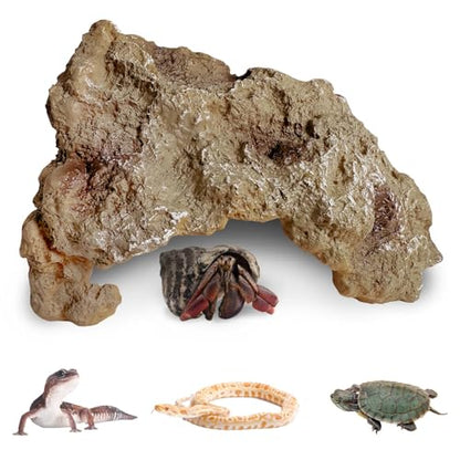 Hamiledyi Reptile Simulation Rock Cave Hideouts Reptile Hide Resin Leopard Gecko Hide Bearded Dragon Hideout Terrarium Decor for Turtles Snakes Gecko Hermit Crab Ball Pythons (S) - style: S : 5.51''×4.13''×3.15''