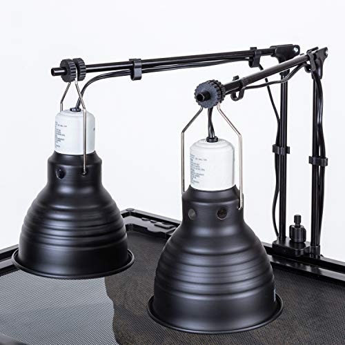 REPTI ZOO Reptile Dual Lamp Stand Lamp Hanger Holder Adjustable Metal Lamp Support for Reptile Glass Terrarium Heating Light - style: LH001D
